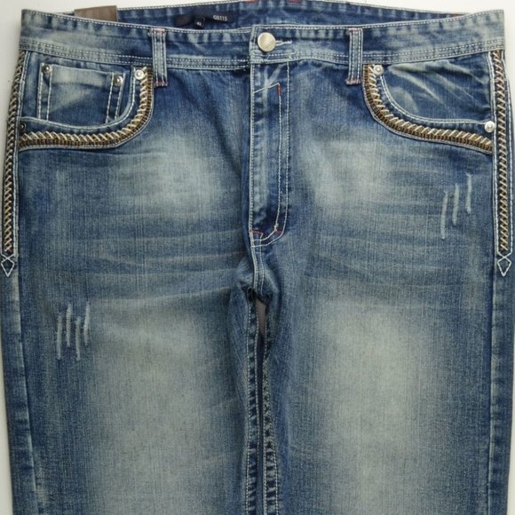 SOLD GS115 BRUCE Slim Fit Jeans Mens 42 Distressed B910 - Picture 4 of 5